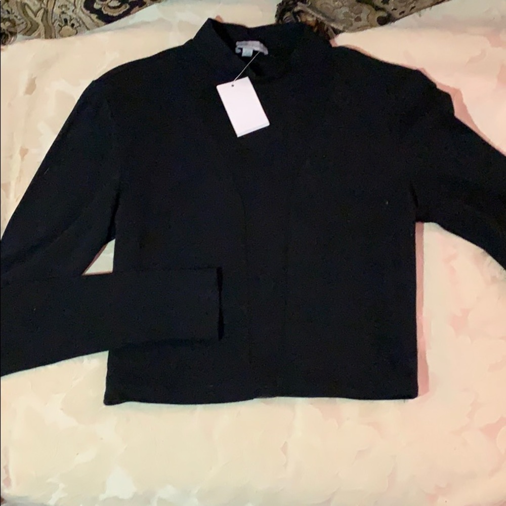 Black long sleeve crop top with sheer middle